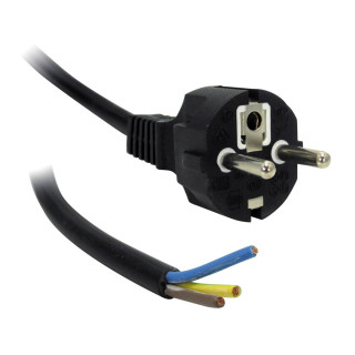 Cordon électrique 3*1,5 mm noir Terre + dénudé - 1,5 mètre