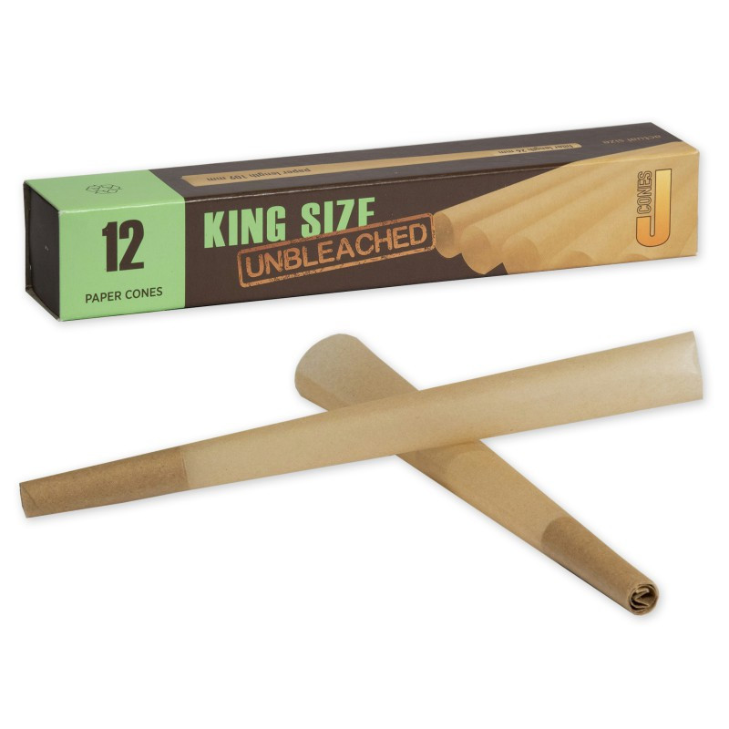 12 Paper Cones King Size Unbleached