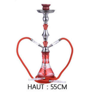 Chicha Al Malik Boudnib 55cm rouge 2 sorties avec tuyaux - 40508010