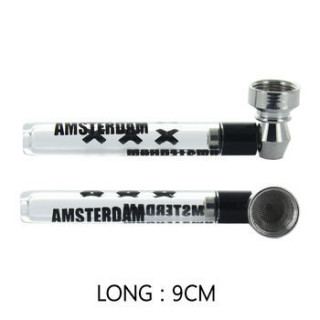 Pipe en verre 9 cm - motifs divers - YD-008