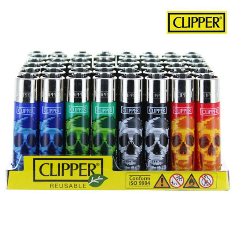Briquet Clipper Blurry Skulls couleurs diverses - vendu à l'unité