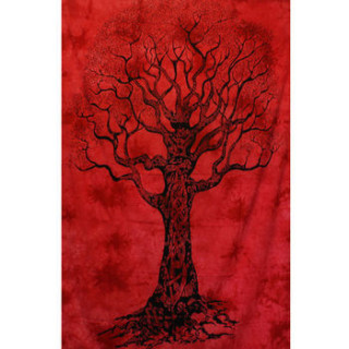 Tenture 140x220 Arbre de Vie Rouge