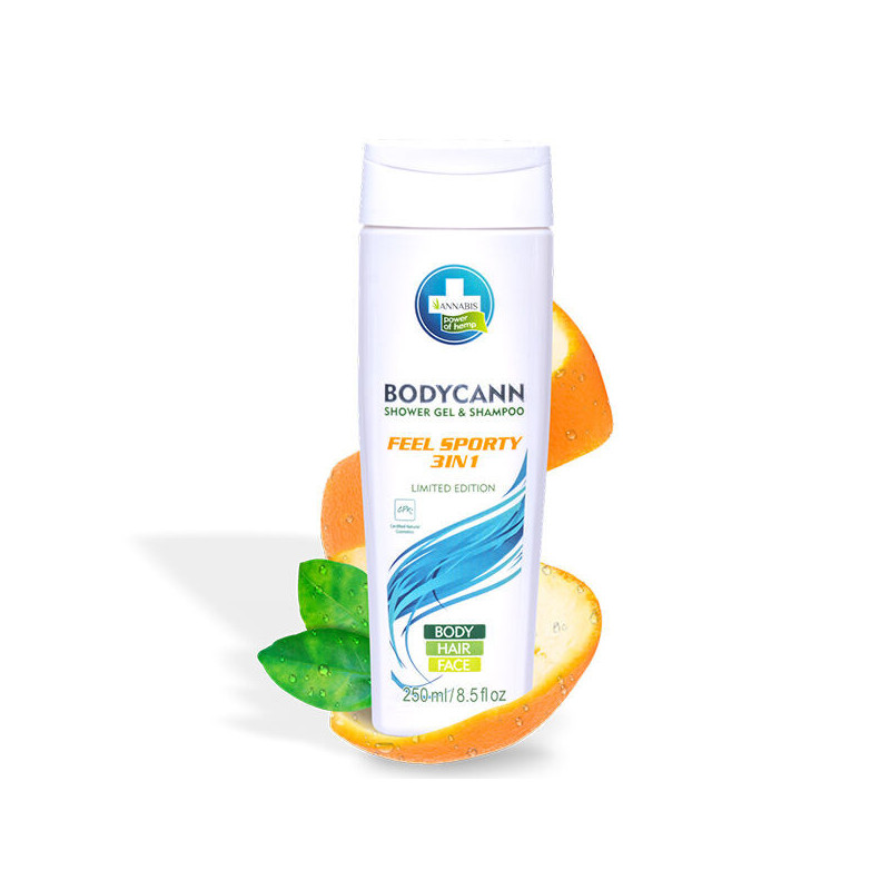Bodycann Feel Sporty - Gel Douche et Shampoing 3 en 1 - Annabis - 250ml - Cosmétiques CBD