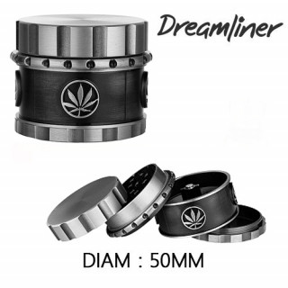 Grinder Alu Motif Feuille - "Leaf" - 50mm 4 parties
