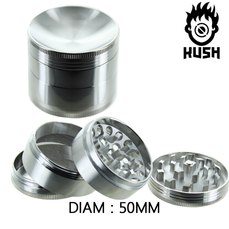 Grinder Kush Curved 50mm 4 parties Argent