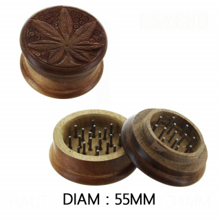 Grinder en bois - Motif Feuille "Leaf" - 55mm