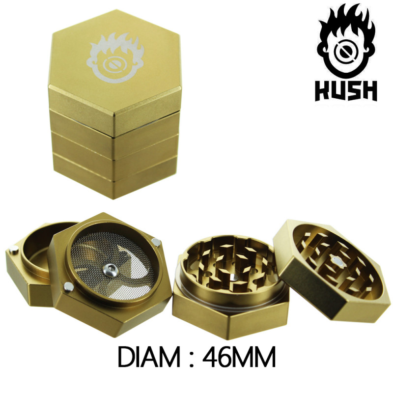 Grinder Alu Doré Polygonal "Poligono" - 46mm - Kush