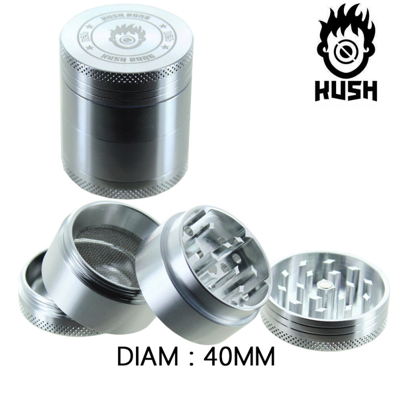 Grinder Alu "Argos" Gris - 4 parties - 30mm - Kush
