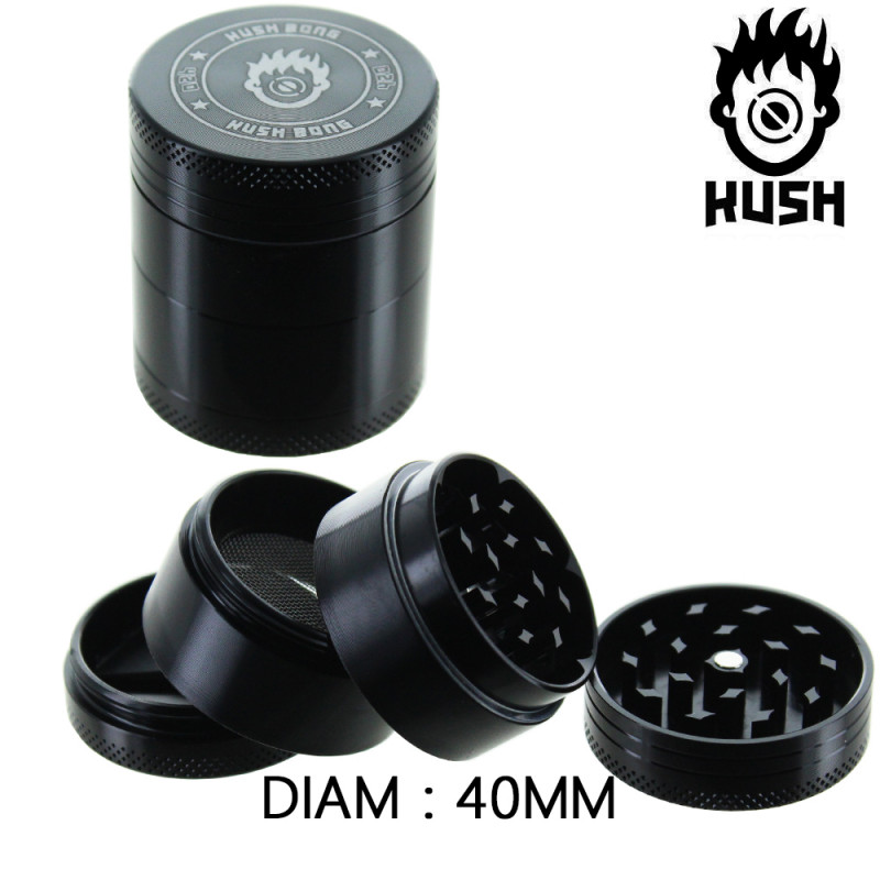 Grinder Alu "Argos" Noir - 4 parties - 30mm - Kush