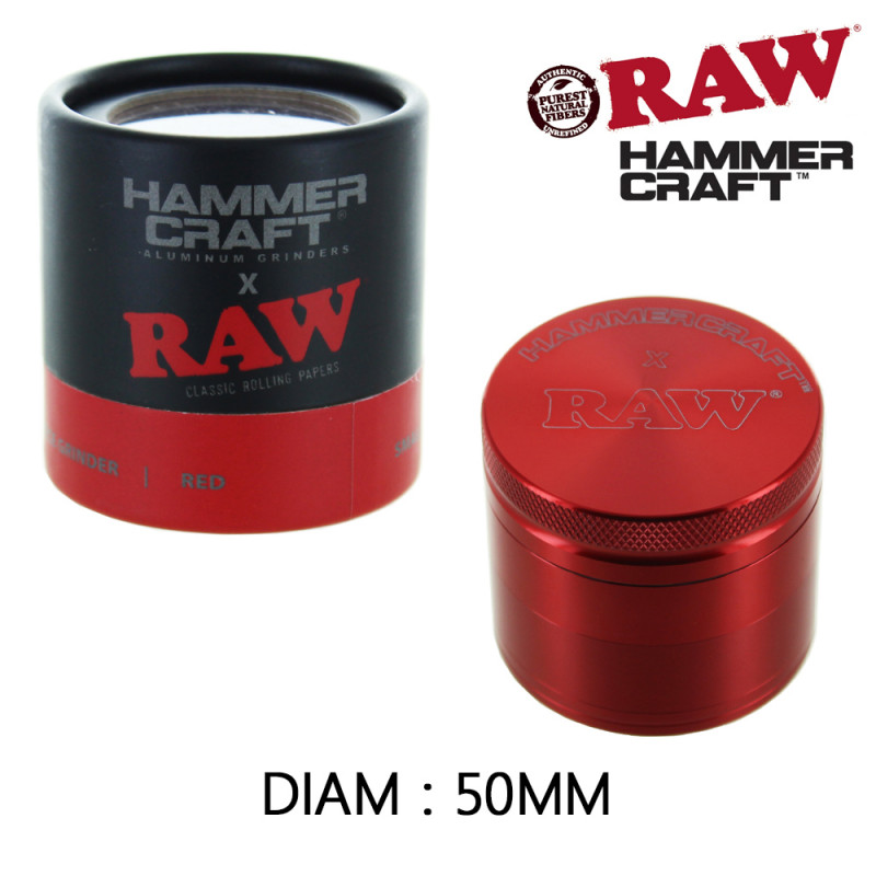 Grinder Alu Rouge "Raw x Hammercraft" - 4 parties - 50mm