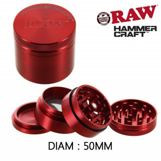 Grinder Alu Rouge "Raw x Hammercraft" - 4 parties - 50mm