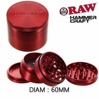 Grinder Alu Rouge "Raw x Hammercraft" - 4 parties - 60mm