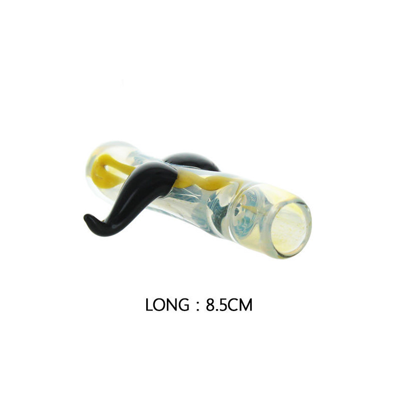 Pipe en verre "Moustache" - 1HM02 - 8.5cm