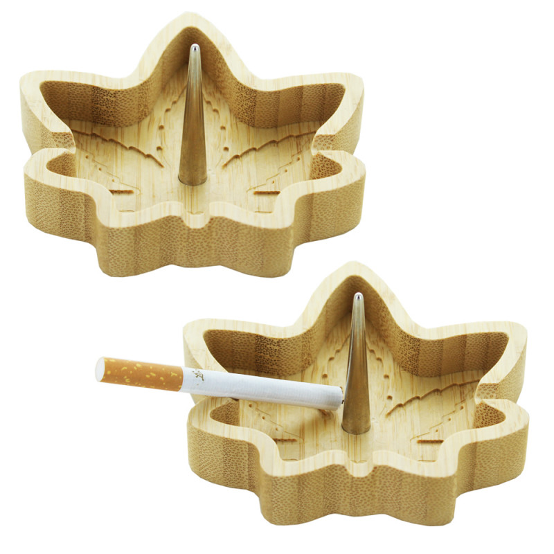 Cendrier en bois de Bambou Leaf - Marron