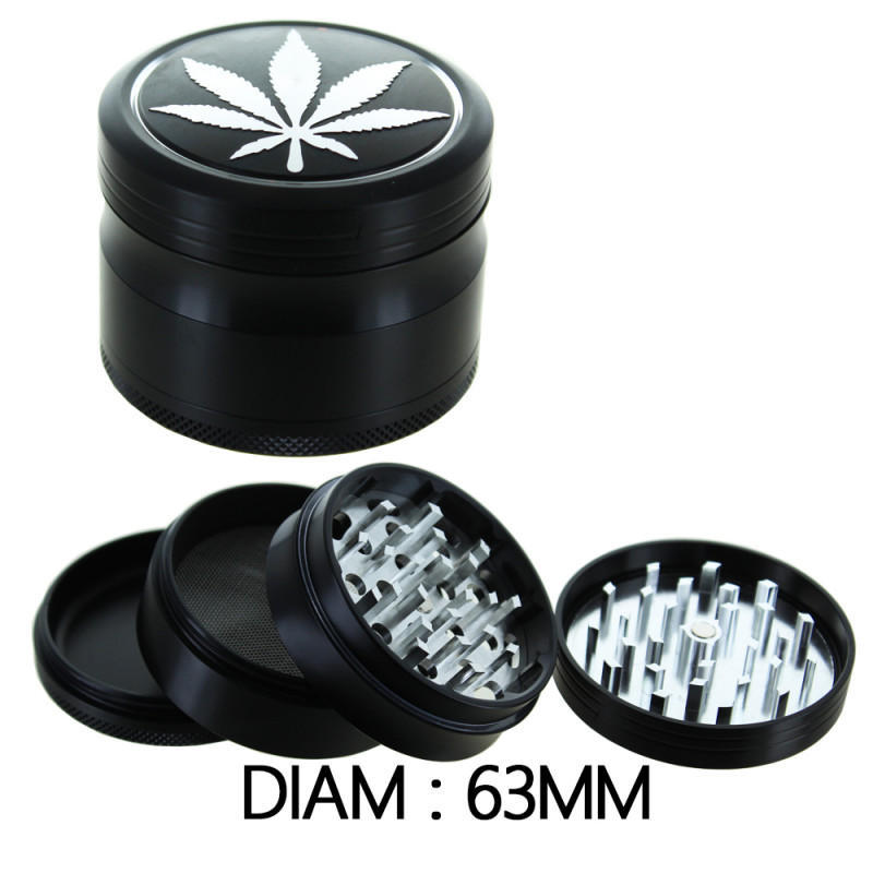 Grinder Alu Noir - Leaf - 63mm Grinder Alu Noir - Leaf - 63mm