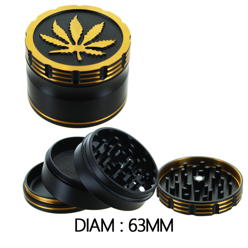 Grinder Alu - Leaf Or - 63mm