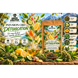 Infusion CBD Détox 50 g – Citron & Chanvre | Green Evolution