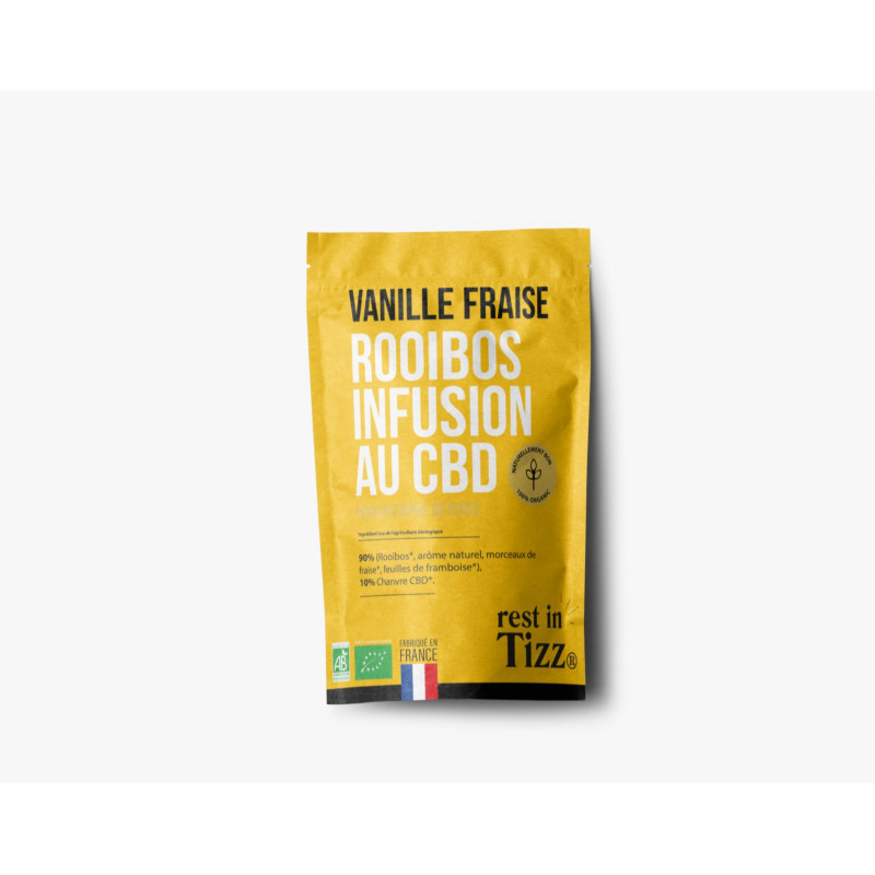 Infusion Bio au CBD vanille fraise 50g - Tizz Infusions CBD